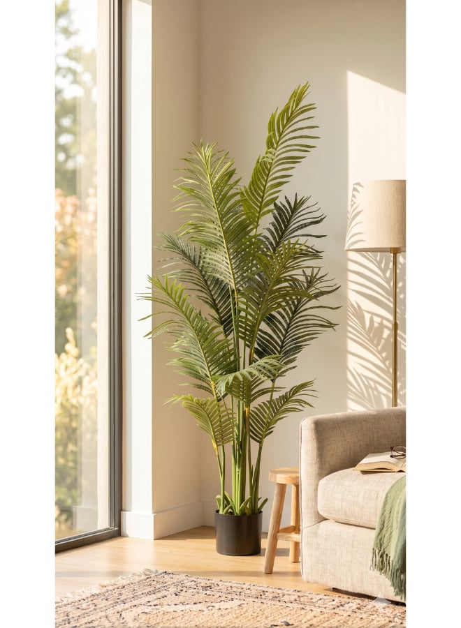 Noon East Palm 180cm (5.91ft) Tall Artificial Tree with Pot | Floor Plant with Lifelike Design & Texture - Green | Decorative Indoor Tree for Home, Living Room, Study & Office spaces - Image 3