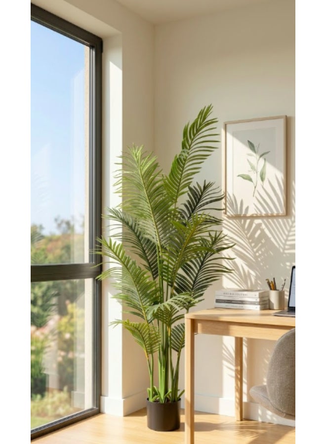 Noon East Palm 180cm (5.91ft) Tall Artificial Tree with Pot | Floor Plant with Lifelike Design & Texture - Green | Decorative Indoor Tree for Home, Living Room, Study & Office spaces - Image 2