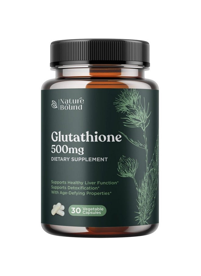 Nature Bound مكمل الجلوتاثيون النقي 500 ملجم حبوب تبييض البشرة النقية من Gsh مضاد أكسدة طبيعي مع مستخلص شوك الحليب سيليمارين صحة الكبد حمض ألفا ليبويك أمينو 30 كبسولة نباتية من Nature Bound  - Image 2