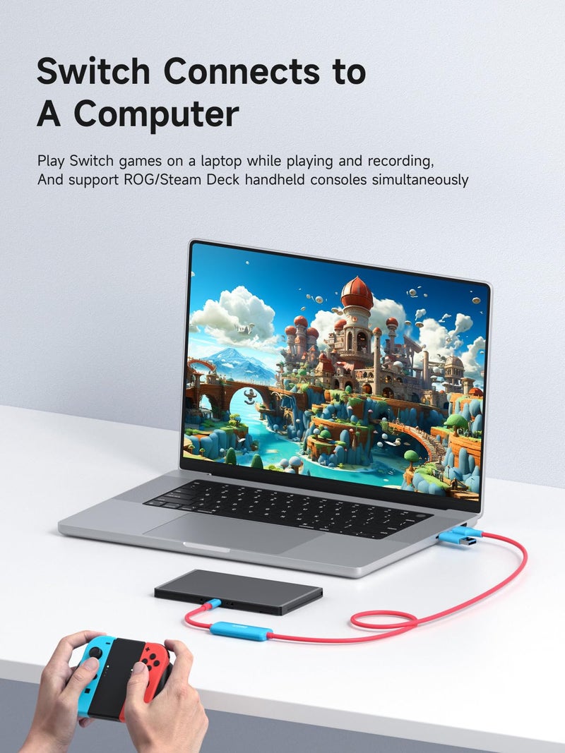 Hagibis USB3.0 Video Capture Card for Switch2, USB C to USB A/USB C 1080P@60fps 2K@30fps Live and Record Video Audio Game for Car Quest 3 VR PS4/5 ROG Ally Steam Deck (CC10) - Image 4