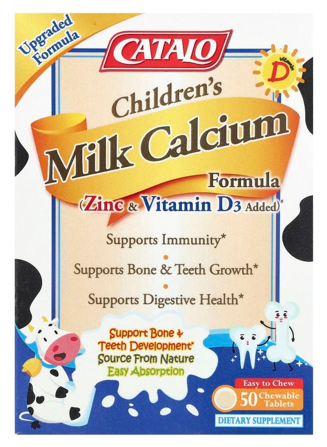 CATALO Children's Milk Calcium Formula Zinc & Vitamin D 50 Chewable Tablets - Image 1