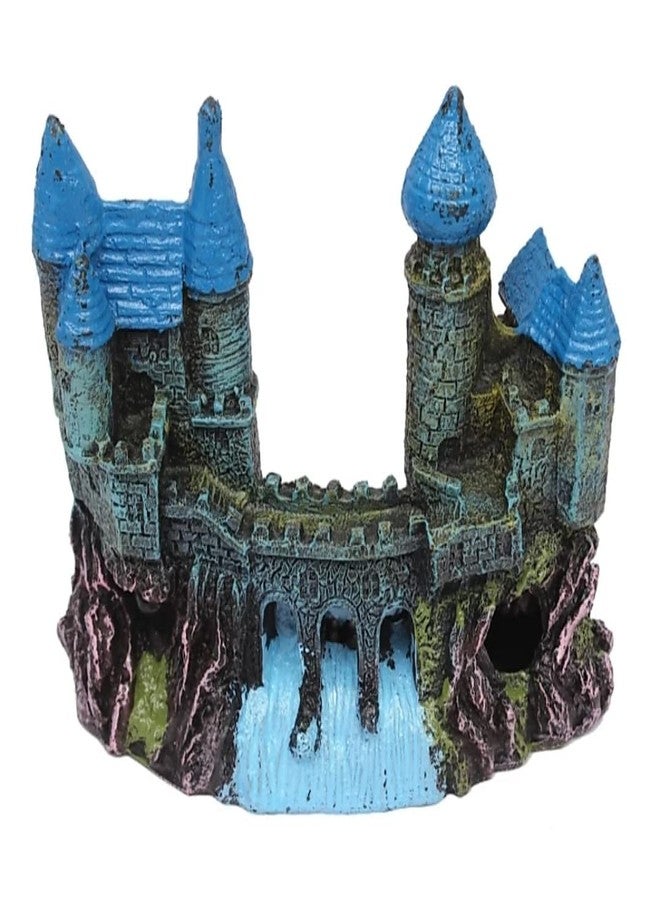 Small Ancient Castle Resin Background for Small Fish Tank Aquarium Accessories Fish Hide House Beautiful Aquarium Decoration Ornament (16 x 6.5 x 13 cm) (Attach Free Free Free Airt Stone) - Image 2