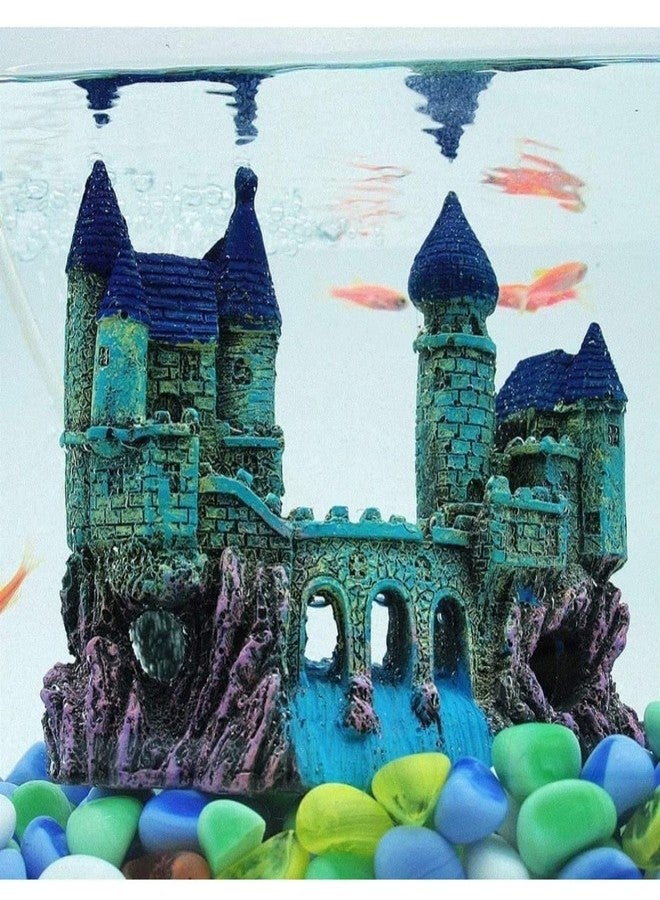 Small Ancient Castle Resin Background for Small Fish Tank Aquarium Accessories Fish Hide House Beautiful Aquarium Decoration Ornament (16 x 6.5 x 13 cm) (Attach Free Free Free Airt Stone) - Image 1