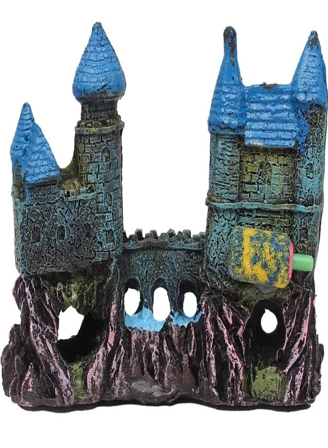 Small Ancient Castle Resin Background for Small Fish Tank Aquarium Accessories Fish Hide House Beautiful Aquarium Decoration Ornament (16 x 6.5 x 13 cm) (Attach Free Free Free Airt Stone) - Image 4