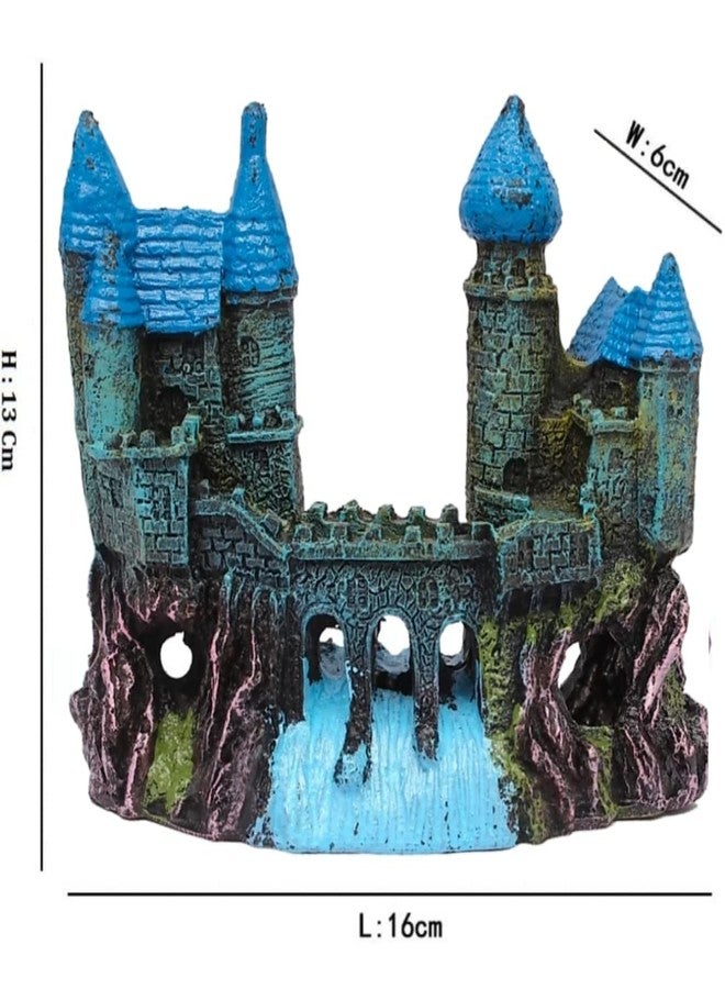 Small Ancient Castle Resin Background for Small Fish Tank Aquarium Accessories Fish Hide House Beautiful Aquarium Decoration Ornament (16 x 6.5 x 13 cm) (Attach Free Free Free Airt Stone) - Image 3