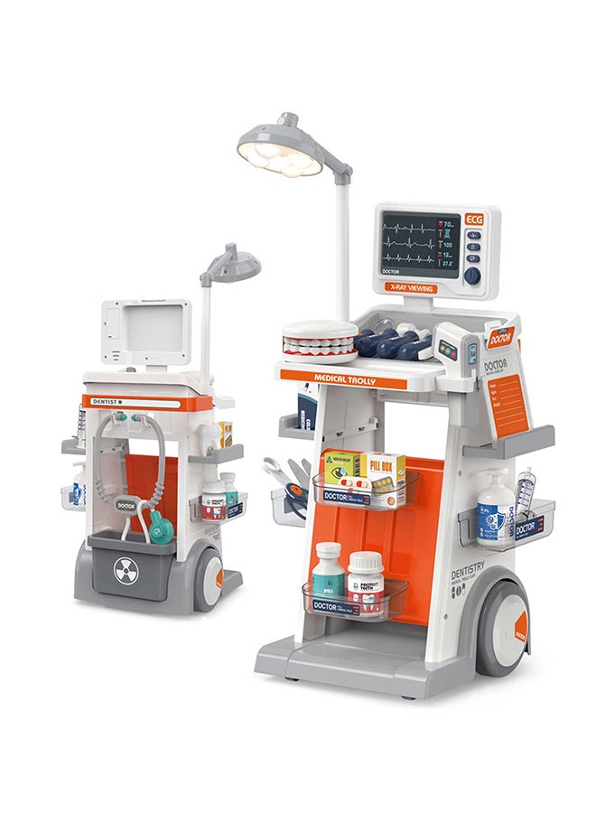 Toyland Toddler Medical Trolley Playset – 30PCS Doctor Kit with Lights, Sounds And ECG Monitor – Battery Operated Interactive Hospital Role Play Toy for Kids - Image 1