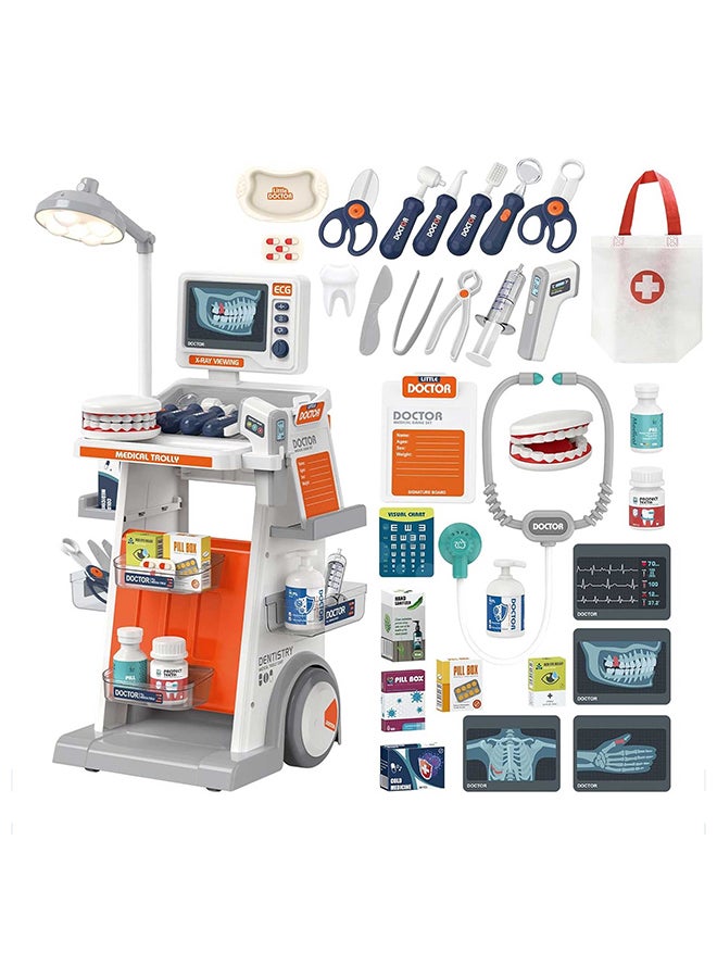 Toyland Toddler Medical Trolley Playset – 30PCS Doctor Kit with Lights, Sounds And ECG Monitor – Battery Operated Interactive Hospital Role Play Toy for Kids - Image 2