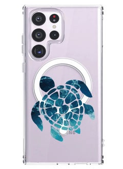 Magnetic Case for Samsung Galaxy S23 Ultra 6.8-inch Compatible with MagSafe Wireless Charging, Shockproof Phone Bumper Cover Blue Turtle