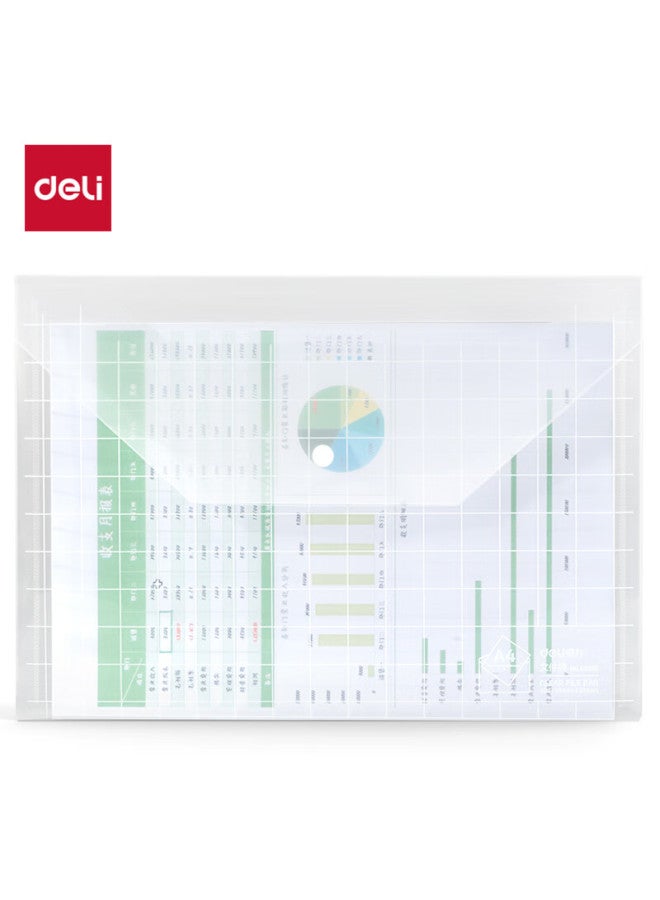 Deli 10 A4 Thick Transparent File Folders, Button Closure Doent Sleeves, Waterproof Archive Folders, Financial Bill Storage, Study Supplies, 5501b - Image 1