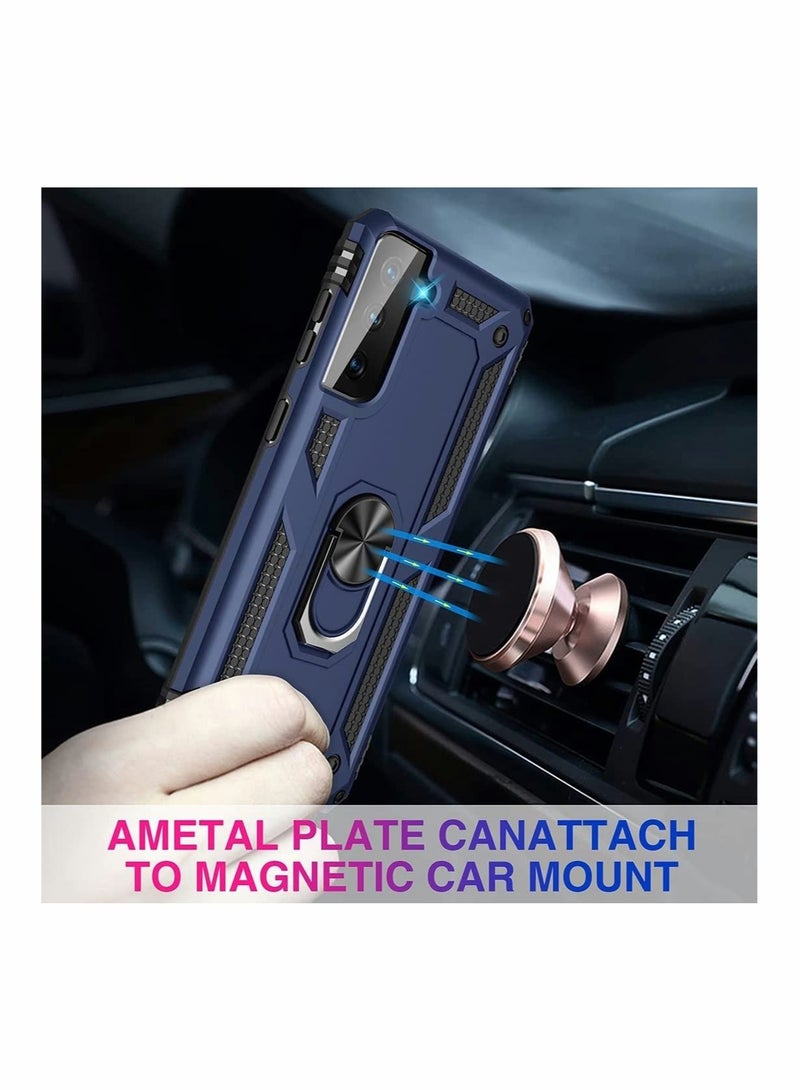 Captaintech Case for Samsung S21 FE Heavy Duty Hard Armor Military Anti Fall Shockproof Bumper Rugged with Magnetic Ring Kickstand Cover Galaxy 5G Cases 2022 Navy Blue - Image 4