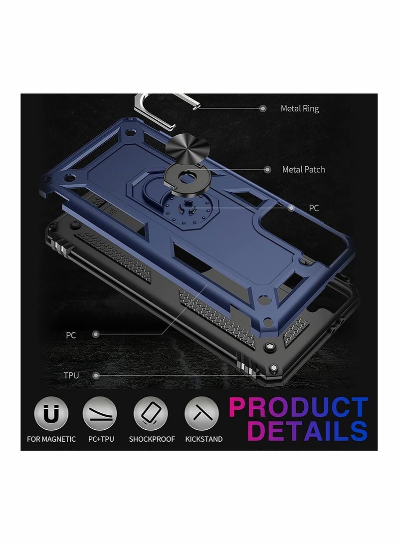 Captaintech Case for Samsung S21 FE Heavy Duty Hard Armor Military Anti Fall Shockproof Bumper Rugged with Magnetic Ring Kickstand Cover Galaxy 5G Cases 2022 Navy Blue - Image 5