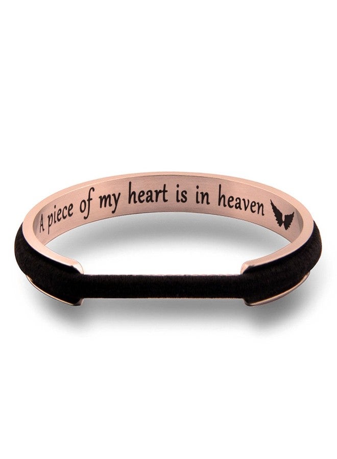 WUSUANED Memorial Jewelry A Piece of My Heart is In Heaven Hair Tie Grooved Cuff Bangle Bracelet In Memory Of Loved One Sympathy gift (a piece of my heart RG) - Image 1
