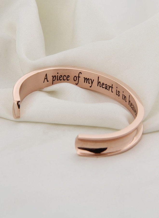 WUSUANED Memorial Jewelry A Piece of My Heart is In Heaven Hair Tie Grooved Cuff Bangle Bracelet In Memory Of Loved One Sympathy gift (a piece of my heart RG) - Image 3