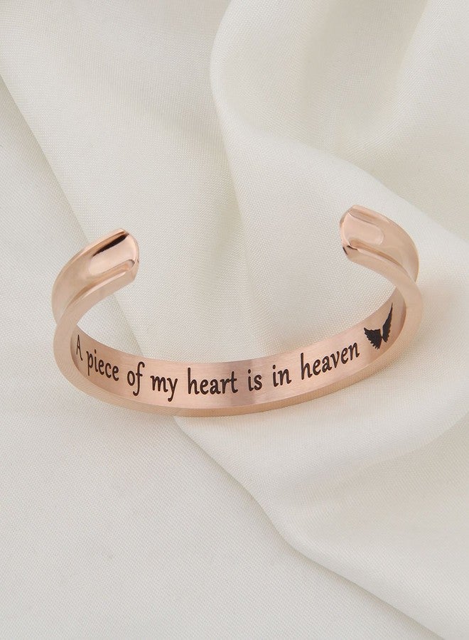 WUSUANED Memorial Jewelry A Piece of My Heart is In Heaven Hair Tie Grooved Cuff Bangle Bracelet In Memory Of Loved One Sympathy gift (a piece of my heart RG) - Image 5