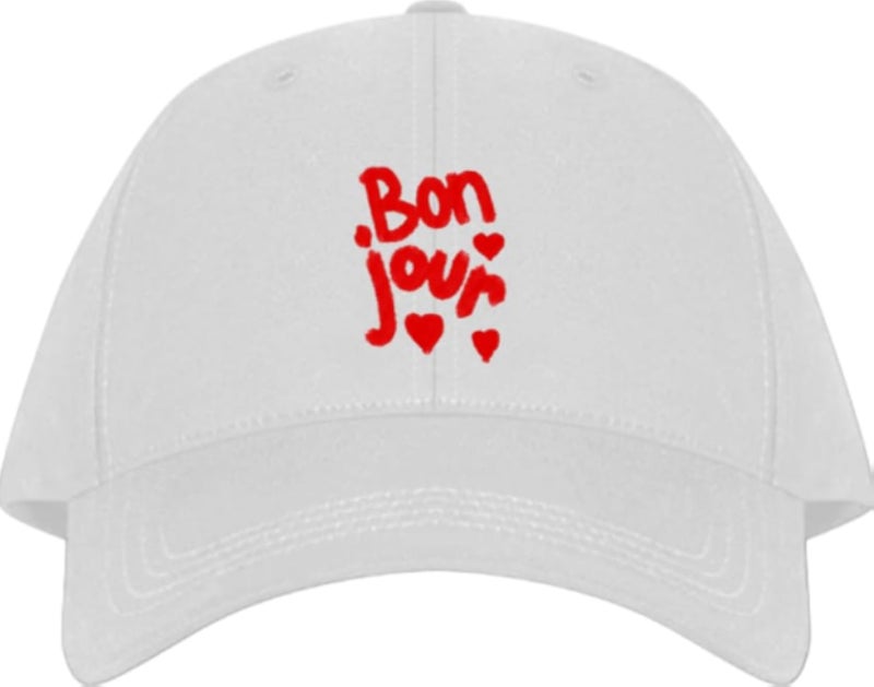 Bon Jour Plain unisex baseball cap White