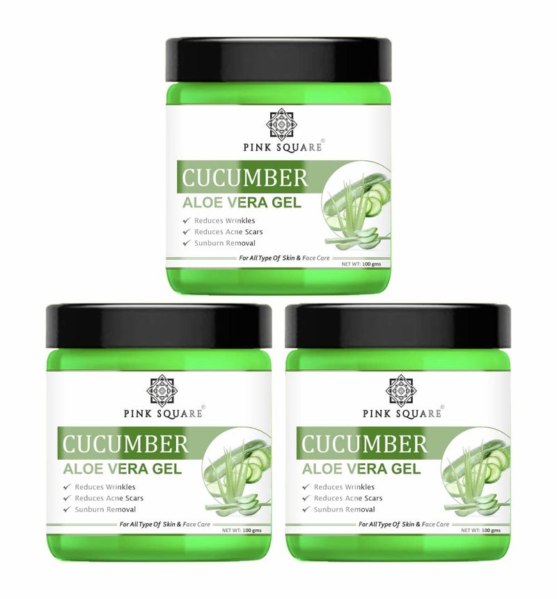 Pink Square Cucumber Aloe Vera Face Gel to Get Even Tone Skin Pack of 3 of 100 Grams300 Grams - Image 1