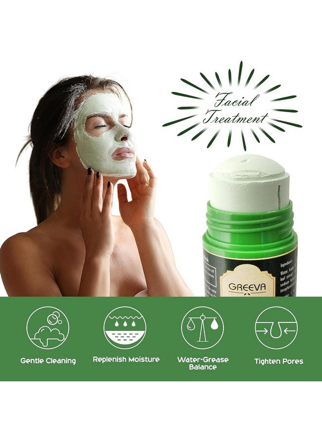 GREEVA Green Tea Cleansing Mask Stick for Face | For Blackheads, Whiteheads & Oil Control | Purifying Solid Clay Detox Mud Mask | With Hyaluronic Acid & Green Tea (Pack of 1) - Image 3