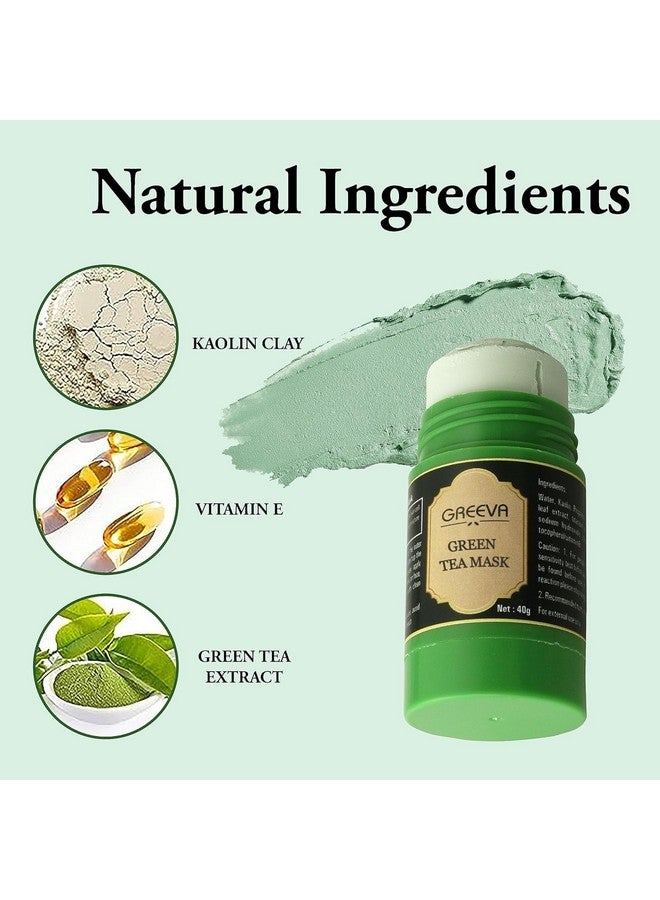 GREEVA Green Tea Cleansing Mask Stick for Face | For Blackheads, Whiteheads & Oil Control | Purifying Solid Clay Detox Mud Mask | With Hyaluronic Acid & Green Tea (Pack of 1) - Image 2