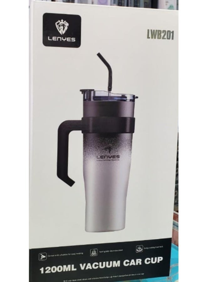 LENYES 1200ML Vacuum Car Cup Tumbler with Handle and Straw, LWB201 - Image 2