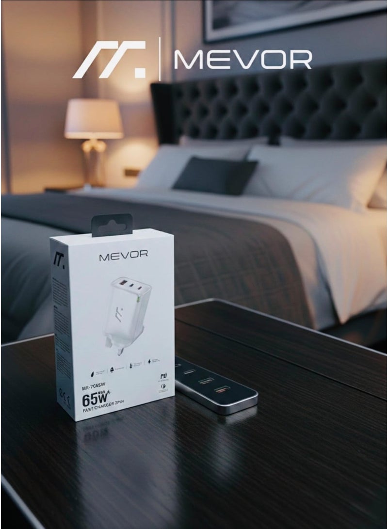 ميفور شاحن سريع MEVOR 65 واط GaN PD، ثلاثي الفيش، طراز MR-TC65W - Image 4