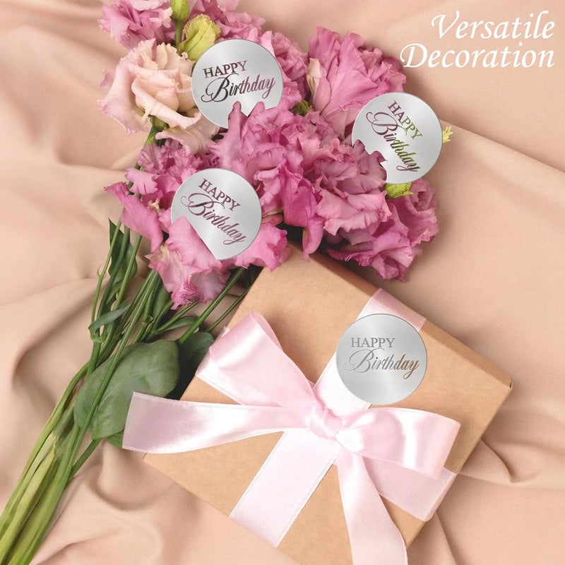 Wolpark 20pcs Sliver Mirror Acrylic Cupcake Toppers Happy Birthday Acrylic Engraved Cake Picks Cupcake Disc Happy Birthday Cake Decoration Circle Round Shape DIY Party Supplies - Image 5