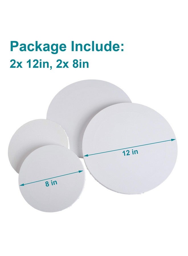 IVON 4Pcs Round Canvas 12'' & 8'' Professional Stretched Circle Canvas Board For Painting Acrylic Pouring - Image 5