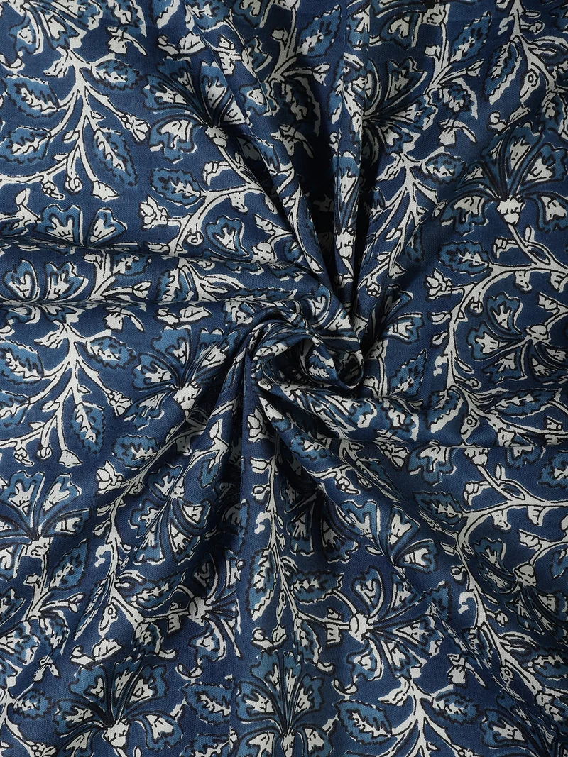 أيه كيه إس Indigo Floral Print Fabric for Crafting