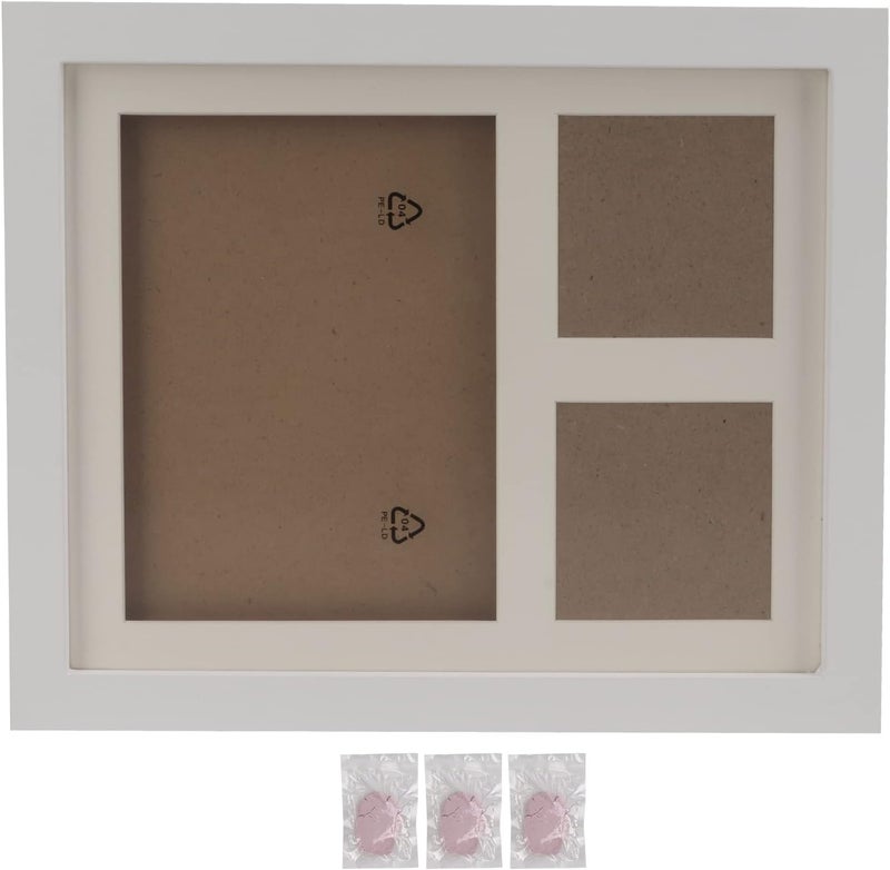 Pet Print Picture Frame, DIY Handprint Footprint Keepsake Kit with Non - Ink Pad, Pure Natural Pine Wood Photo Frame for Cats Dogs Memory Gift (White Frame) - Image 1
