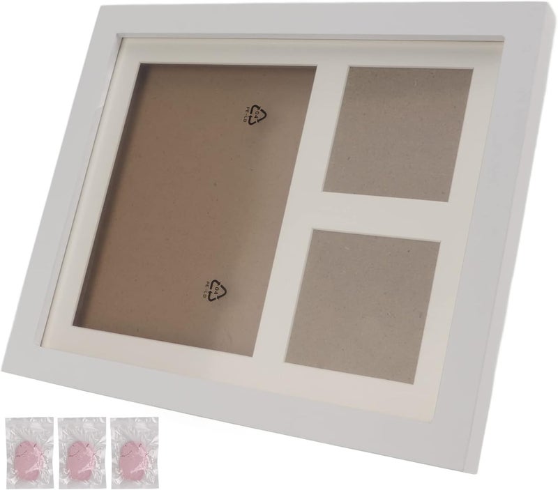 Pet Print Picture Frame, DIY Handprint Footprint Keepsake Kit with Non - Ink Pad, Pure Natural Pine Wood Photo Frame for Cats Dogs Memory Gift (White Frame) - Image 3