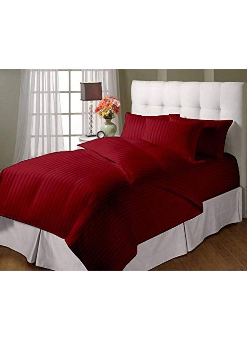 Jaipur Linen Jaipur Linen Classic Duvet Cover Single Size Premium Cotton Duvet CoverQuilt CoverComforter Cover with 1 Pillow Cover Standard Size18 Inch x 28 Inch 61 x 91 inches Red  - Image 1