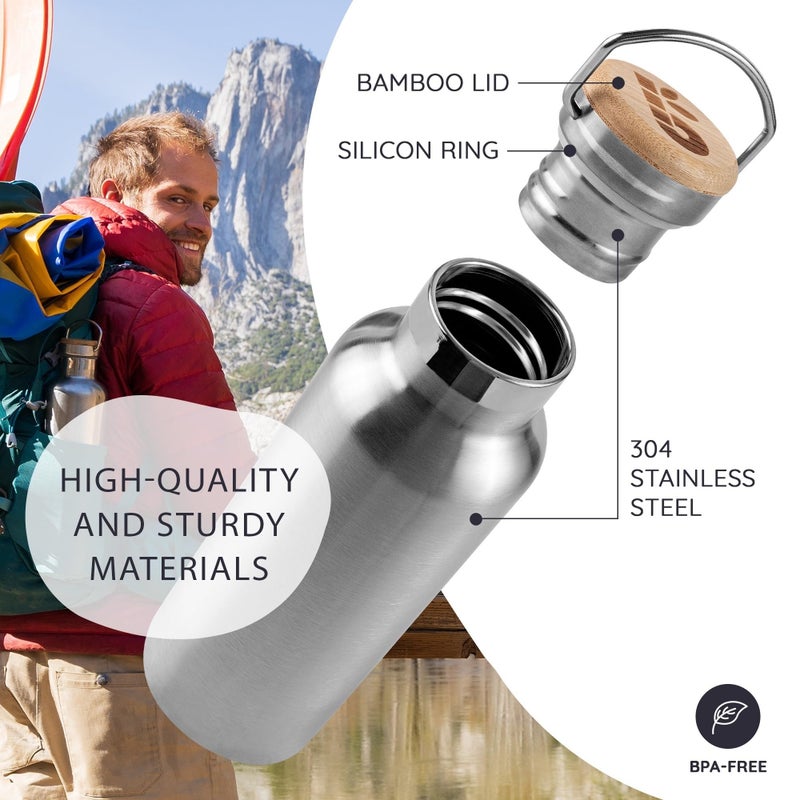 Bambaw Insulated Water Bottle 24oz | Stainless Steel Water Bottle | Insulated Water Bottles | Travel Water Bottle | Metal Water Bottle | Large Water Bottle | Reusable Water Bottle 750 ml - Image 2