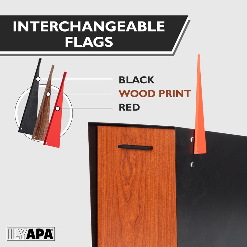 Ilyapa Locking Mailbox with Lock and Key Modern Mailboxes for Outside Post Mount - Black Powder Coated Steel & Printed Redwood Trim, All Weather - Image 3