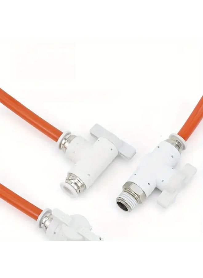 White Pneumatic Hand Valve Push In Quick Connector Manual Ball Control 4mm 6mm 8mm 10mm - Image 1