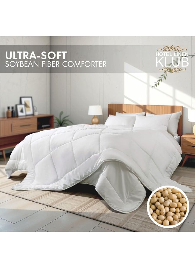 Hotel Linen Klub - Hotel Linen Klub Soya Bean White Duvet - Hypoallergenic & Eco-Friendly Fiber Filler for Exceptional Softness & Comfort, Moisture-Wicking and Breathable Material, Size: Single(160 x 220 cm) - Image 1