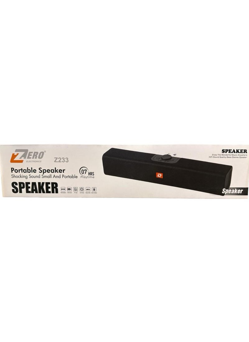 Zero - Z233 Portable Bluetooth Speaker with USB Output and Memory Card Reader Output Black - Image 1