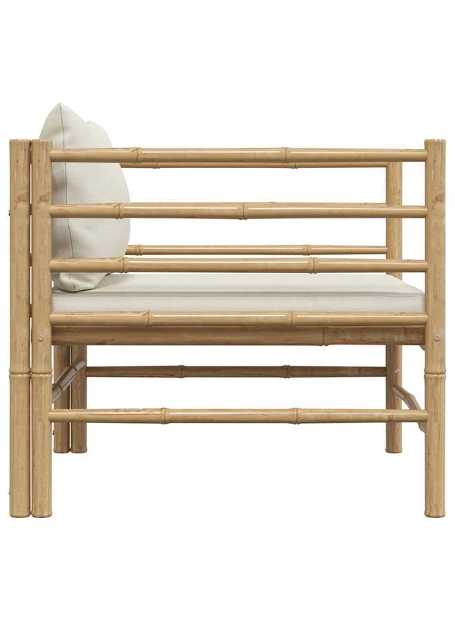 vidaxl Garden Sofa with Cream White Cushions Bamboo 313148 - Image 2
