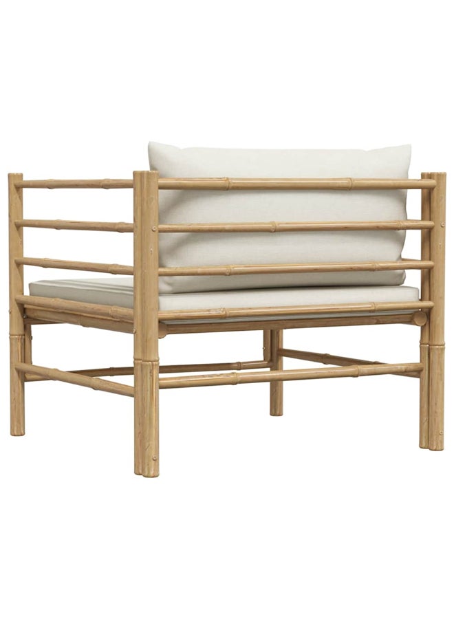 vidaxl Garden Sofa with Cream White Cushions Bamboo 313148 - Image 4