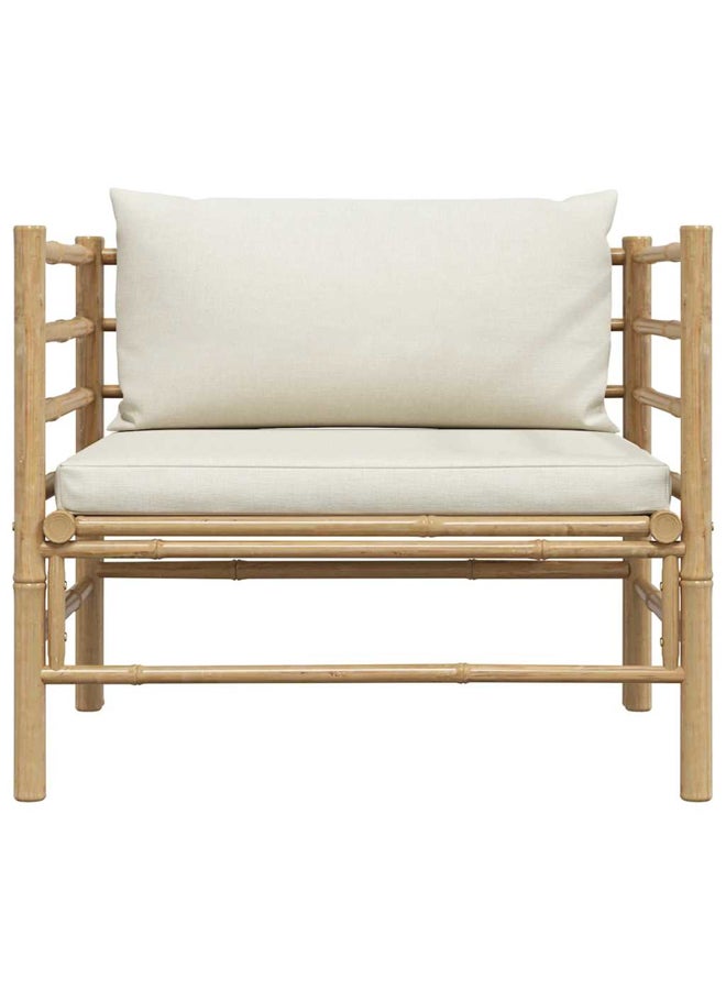 vidaxl Garden Sofa with Cream White Cushions Bamboo 313148 - Image 3
