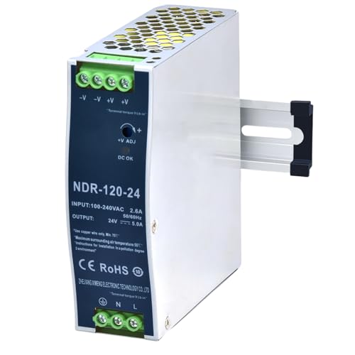 XSHBGF 24VDC Power Supply NDR 120W DIN Rail Power Supply Switch Switching Converter DC (Input 100-240VAC Output 24VDC 50/60HZ 24V 5A) - Image 1