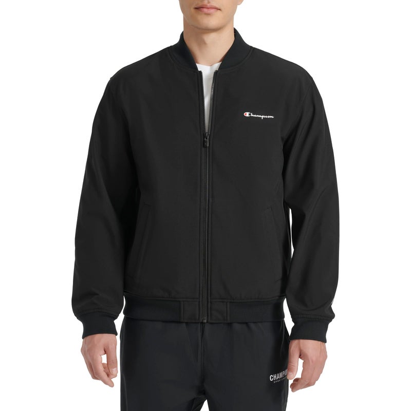 Champion Men's Soft Shell Sport Bomber Jacket with Logo, Black - Image 5