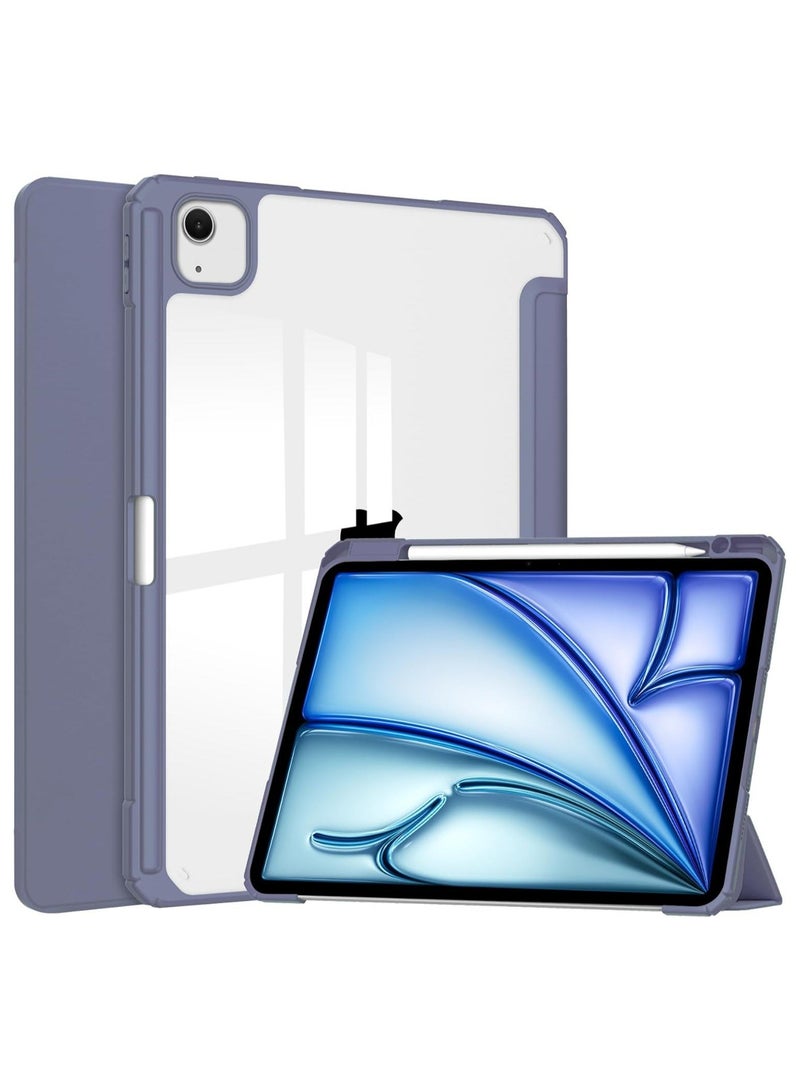 General iPad Air 13 Inch (M2) 2024 Case, Smart Slim Folio Stand Auto Sleep/Wake Cover, with Pencil Slot, Clear Transparent Back Shell for iPad Air 13 Inch  - Image 1