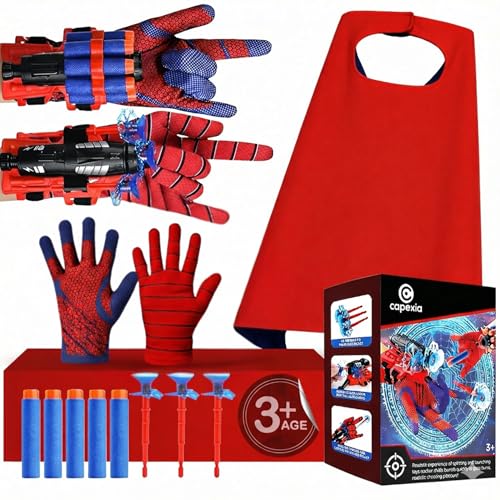 capexia Superhero Toy Set Includes 2 Shooters 2 Gloves and 1 Cape Ideal for Indoor and Outdoor Costume RolePlaying Imaginative Play - Image 1