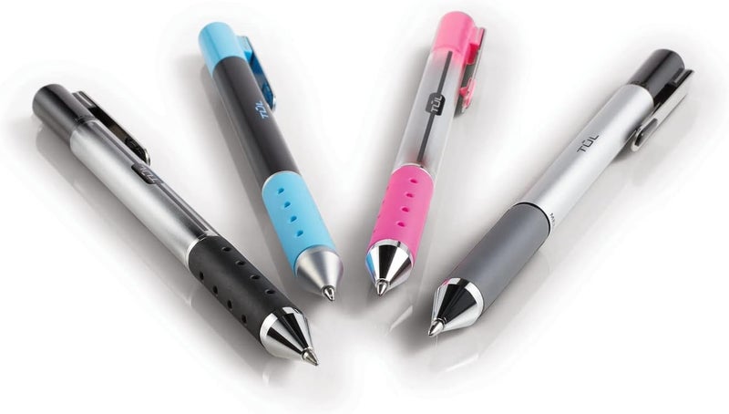 TUL Retractable Gel Pens, Fine Point 0.5 mm, Gray Barrel, Black Ink, Pack of 12 - Image 3