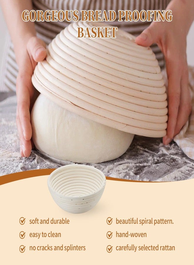 Dimpola Banneton Bread Proofing Basket Banneton Basket Set Sourdough Proofing Basket Round Proofing Bowls Handmade Rattan Baskets and Liners (Round of 1 Gift Set) - Image 5
