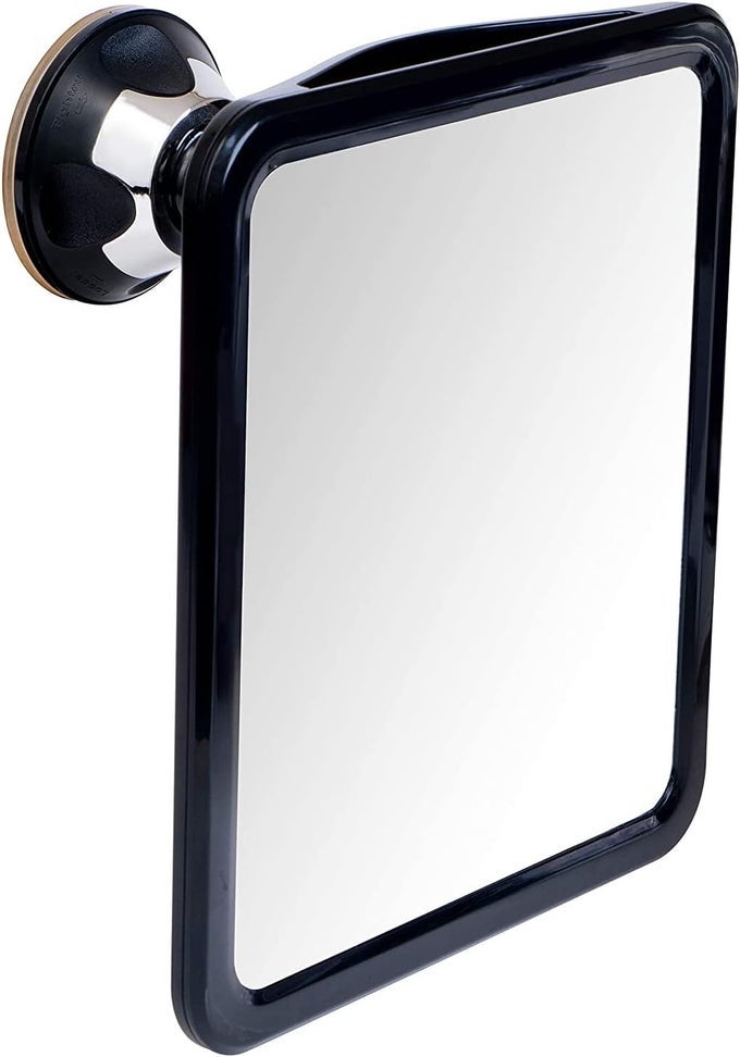 FOGLESS SHOWER MIRROR FOR SHAVING WITH UPGRADED SUCTION, DUAL ANTI FOG DESIGN, SHATTERPROOF SURFACE & 360 SWIVEL, 8" X 7"