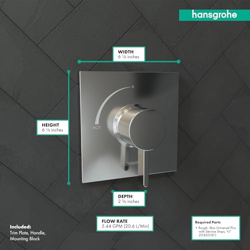 Hansgrohe صمام دش هانزغروهي إيكوستات سكوير الحديث بتوازن الضغط في الكروم، 15724001 - Image 4