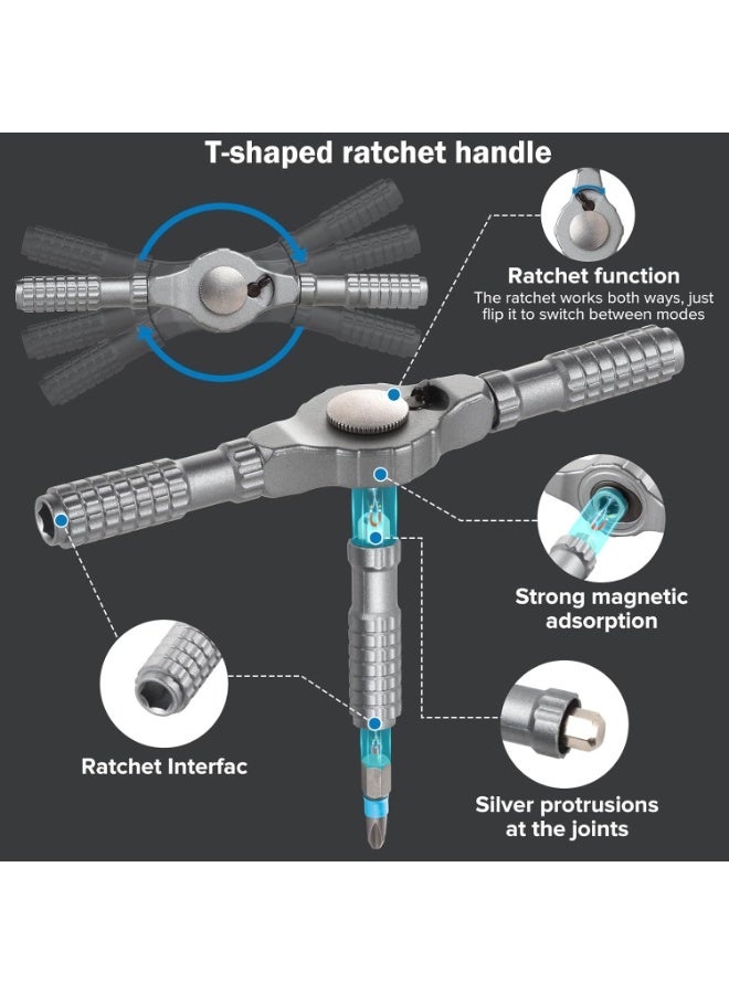 Arabest 66 in 1 Magnetic Screwdriver, Ratchet Screwdriver Set, S2 Steel Bits with Ratchet T Handle Multi-Bit Tool Set for Furniture Assembly, Appliance Repair - Image 4