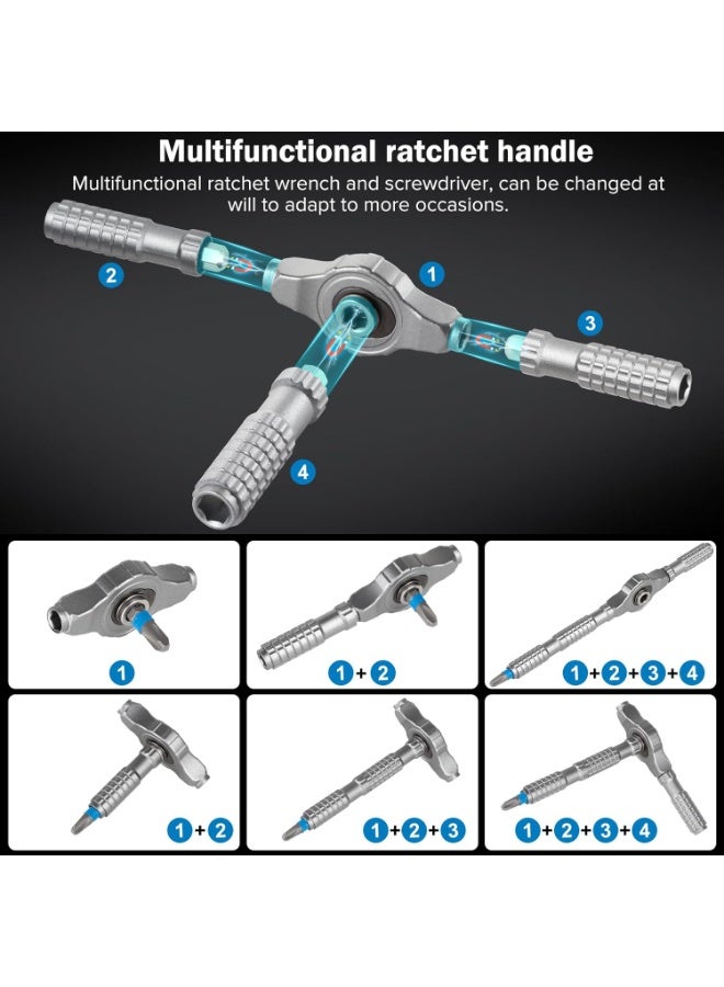 Arabest 66 in 1 Magnetic Screwdriver, Ratchet Screwdriver Set, S2 Steel Bits with Ratchet T Handle Multi-Bit Tool Set for Furniture Assembly, Appliance Repair - Image 3