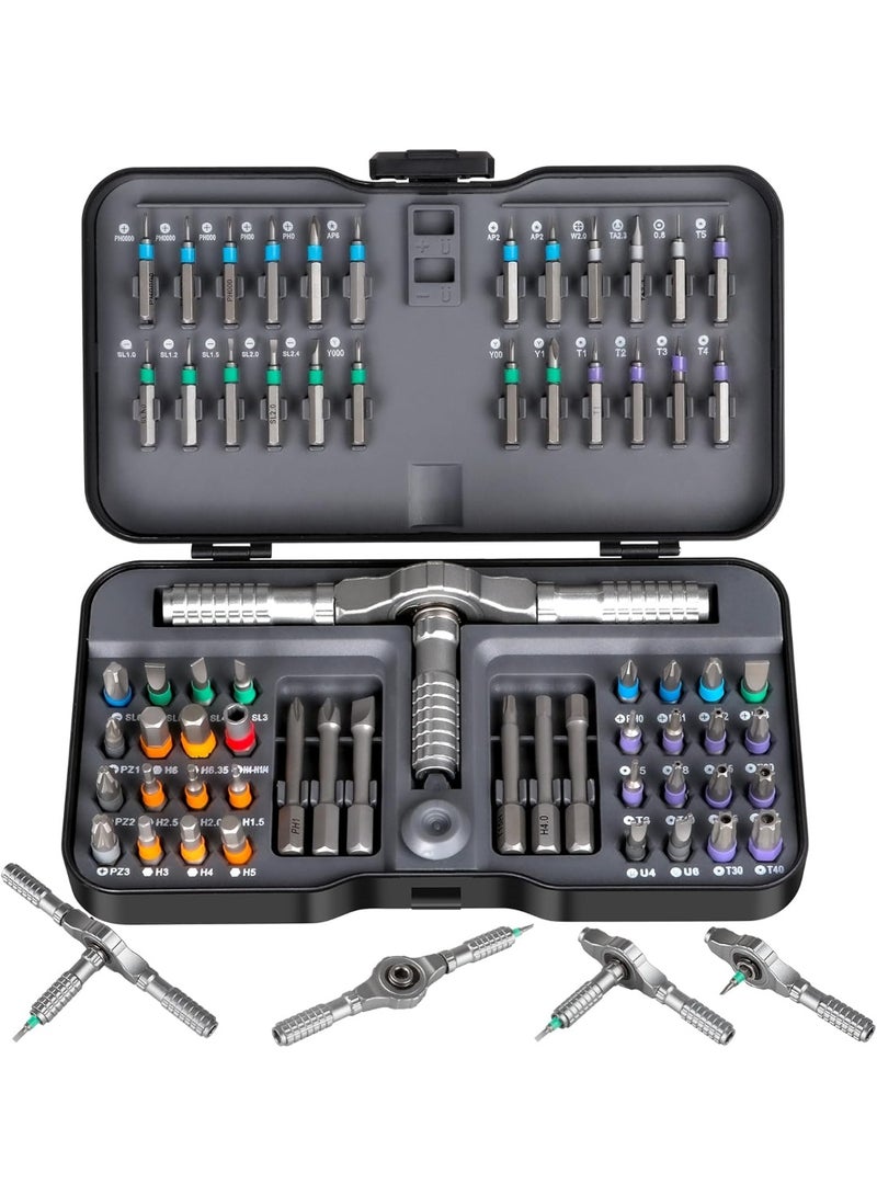 Arabest 66 in 1 Magnetic Screwdriver, Ratchet Screwdriver Set, S2 Steel Bits with Ratchet T Handle Multi-Bit Tool Set for Furniture Assembly, Appliance Repair - Image 1