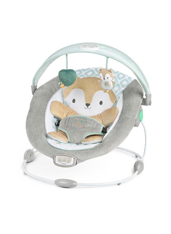 ingenuity InLighten Baby Bouncer Seat with Light Up Toy Bar and Bunny Tummy Time Pillow Mat - Image 1